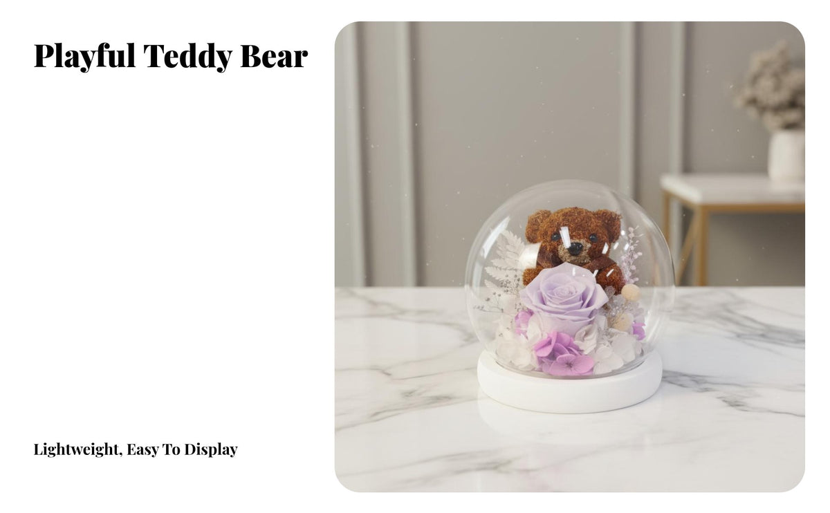 Long Lasting Blossom Bear Night Light Handmade Preserved Blossom Bear Lamp Handmade for Girlfriend, Wife, Valentine's Day, Birthday