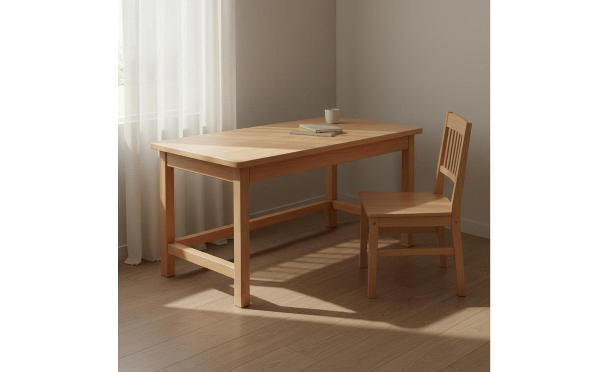 Solid Wood Study Desk Minimalist Style Wooden Desk with Drawers Space Home Efficient Work Table for Students, Bedroom