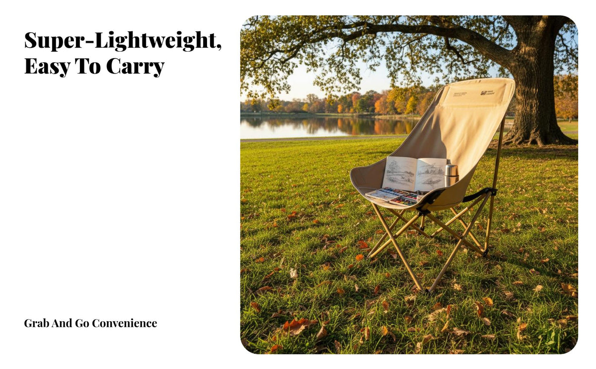 Sturdy Steel Frame Folding Moon Chair Heavy Duty Outdoor Sketching Stool Ergonomic Design Lightweight Folding Chair Breathable Material for Art Students, Backpackers, Outdoors, Library, Fishing, Backyard