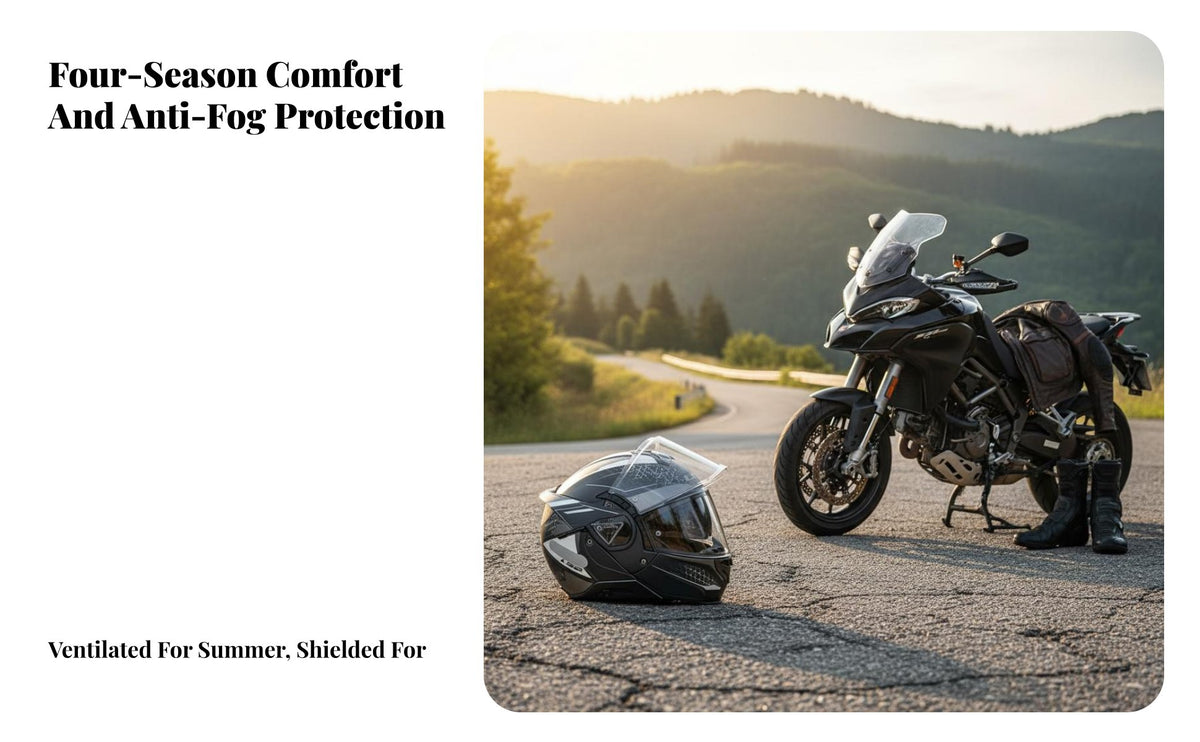 Removable Washable Liner Modular Motorcycle Helmet Glasses Friendly Flip-Back Full Face Helmet Aerodynamic Design Safety-Focused Headwear KPA Shell Construction for Men, Women, Commuting, Touring