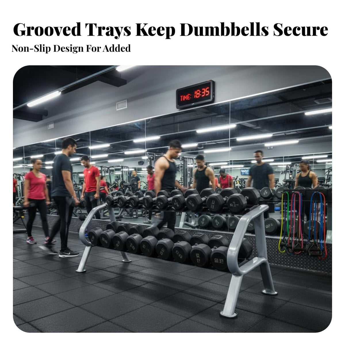 Commercial Dumbbell Rack Heavy-Duty Steel Construction 2-Tier Dumbbell Rack Anti-Slip Feet Double Layer Weight Stand for Personal Trainers