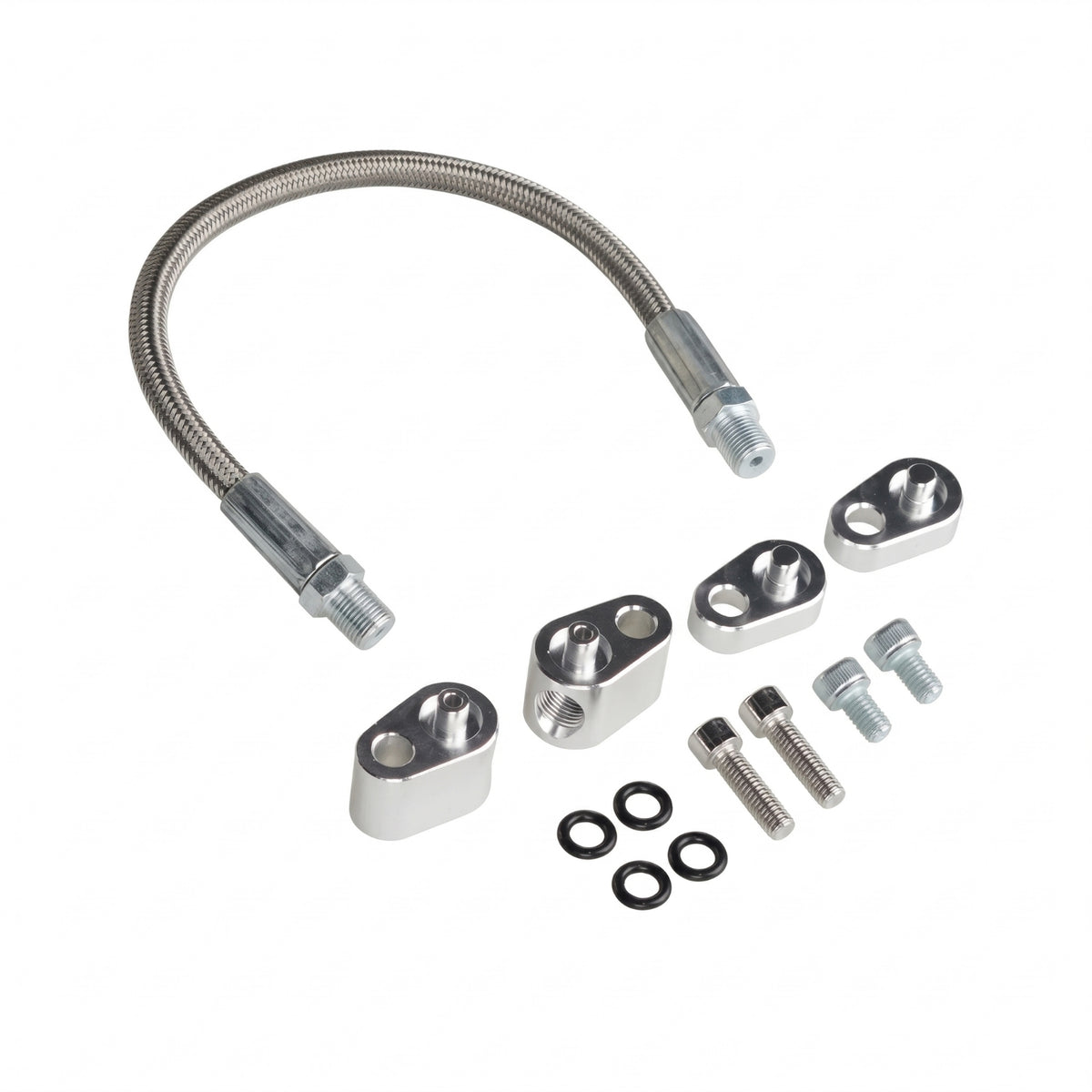 Threaded Metal Ends Throttle Body Coolant Bypass Kit Silver Silver-Toned Auto Part