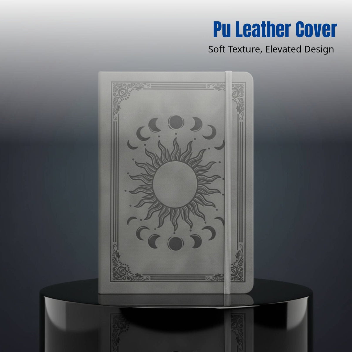 Vintage Notebook, PU Leather Cover with Elastic Band, Multi-Functional, Compact, Personalized Insignia, Academic Design