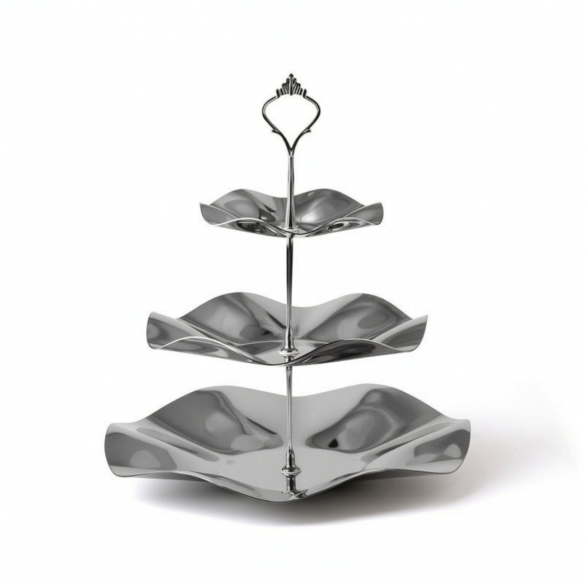 Three-Tier Serving Tray Stand Non-Slip Tiered Serving Stand with Handle Sleek Sturdy for Hosts, Parties, Weddings