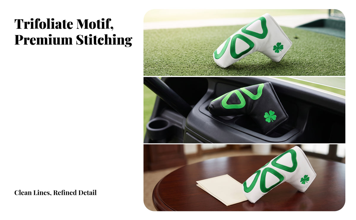 Golf Club Headcover with Shamrock Embroidered Design and Elasticized Opening