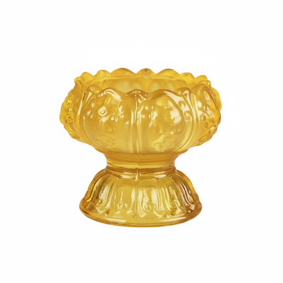 Eight Auspicious Symbols Pattern Buddhist Butter Lamp Holder Solid Base Butter Lamp Holder Sturdy for Buddhists, Temple, Meditation Studio