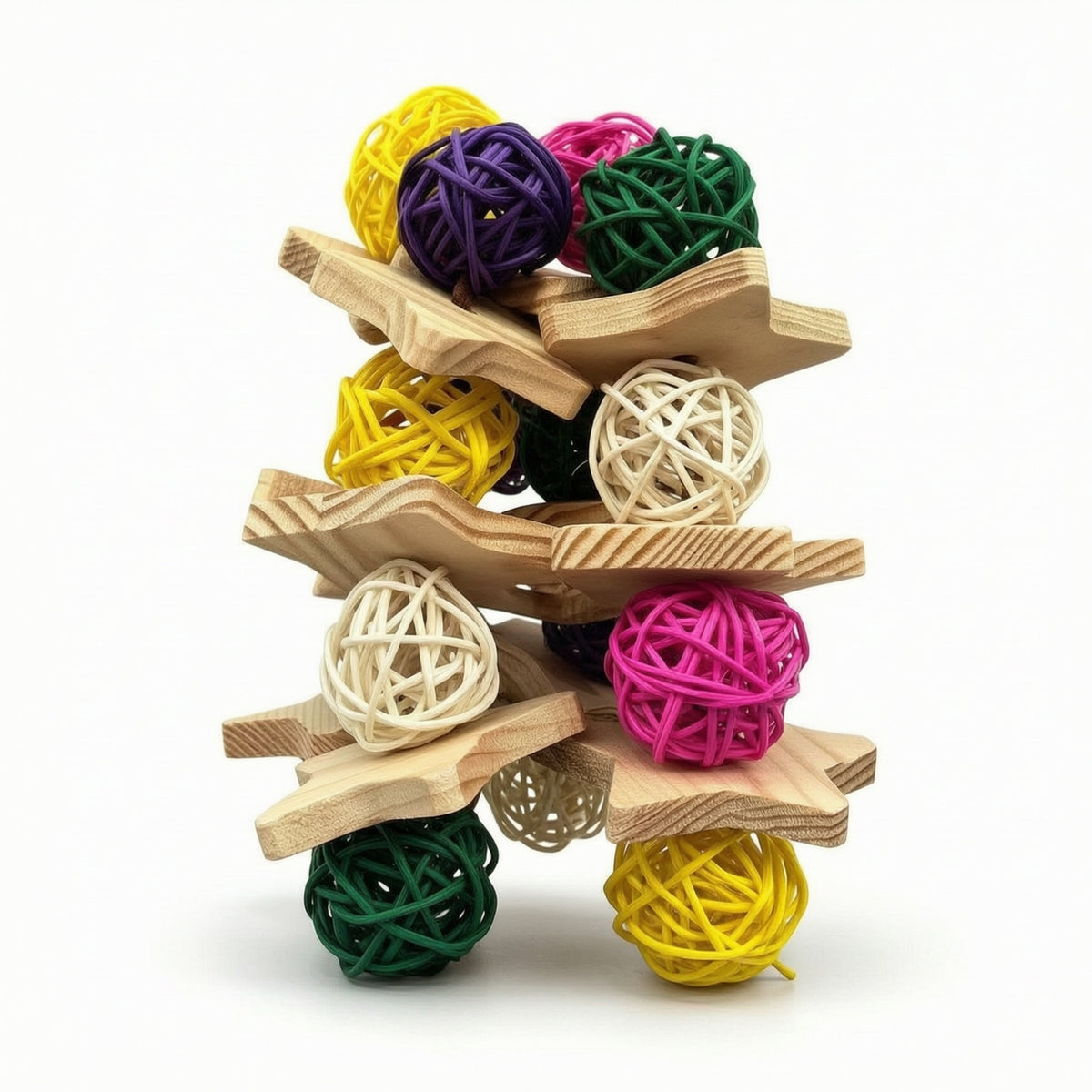 Bird Toy with Rattan Balls Shreddable Parrot Chew Toy Woven for Parrots, Conures