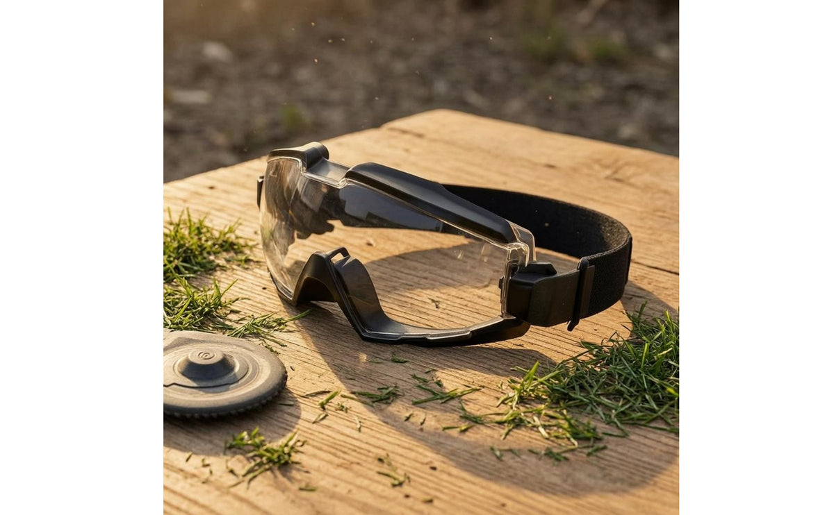 Encompassing Mowing Goggles Curved Lens Grass Cutting Goggles Dustproof Adjustable Strap Molded Frame