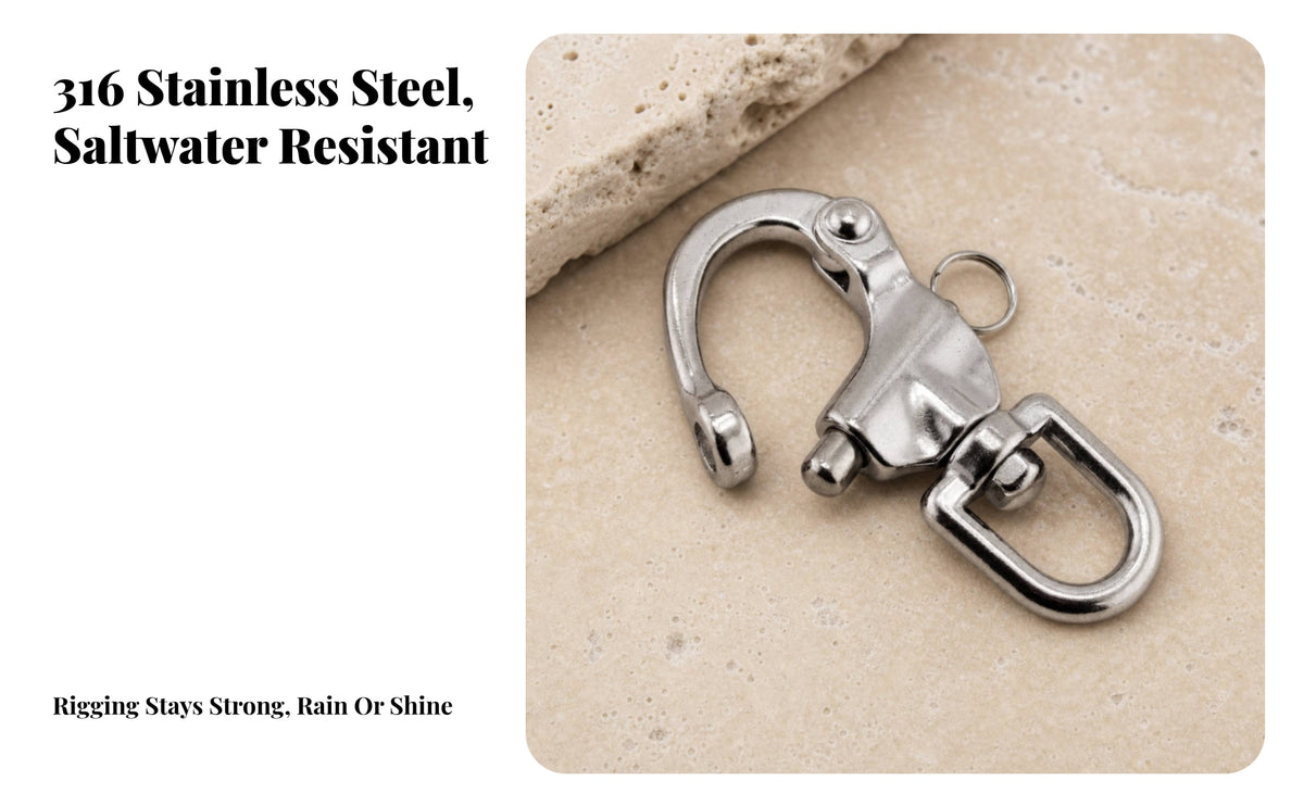 316 Stainless Steel Spring Loaded | Polished silver Finish, Quick Release Shackle, for Boating