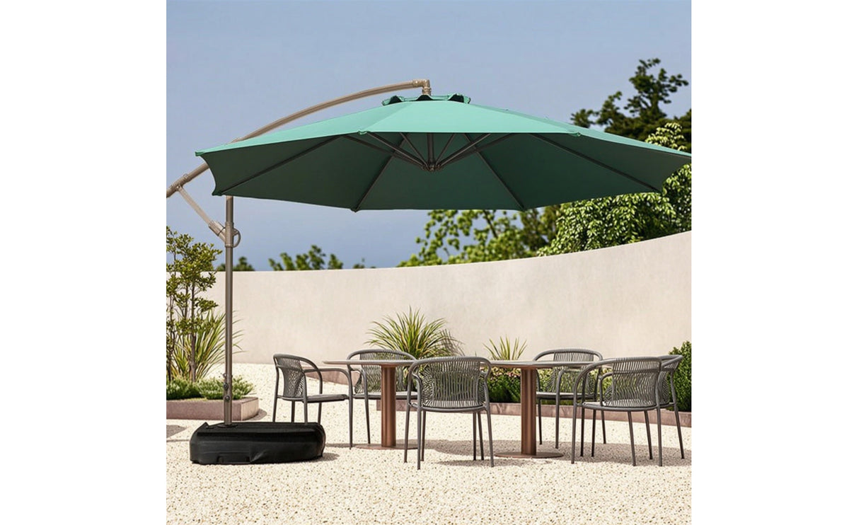 Cantilever Patio Umbrella with Water-Fillable Base Weighted Cantilever Offset Patio Umbrella Outdoor for Backyard, Balcony, Cafe