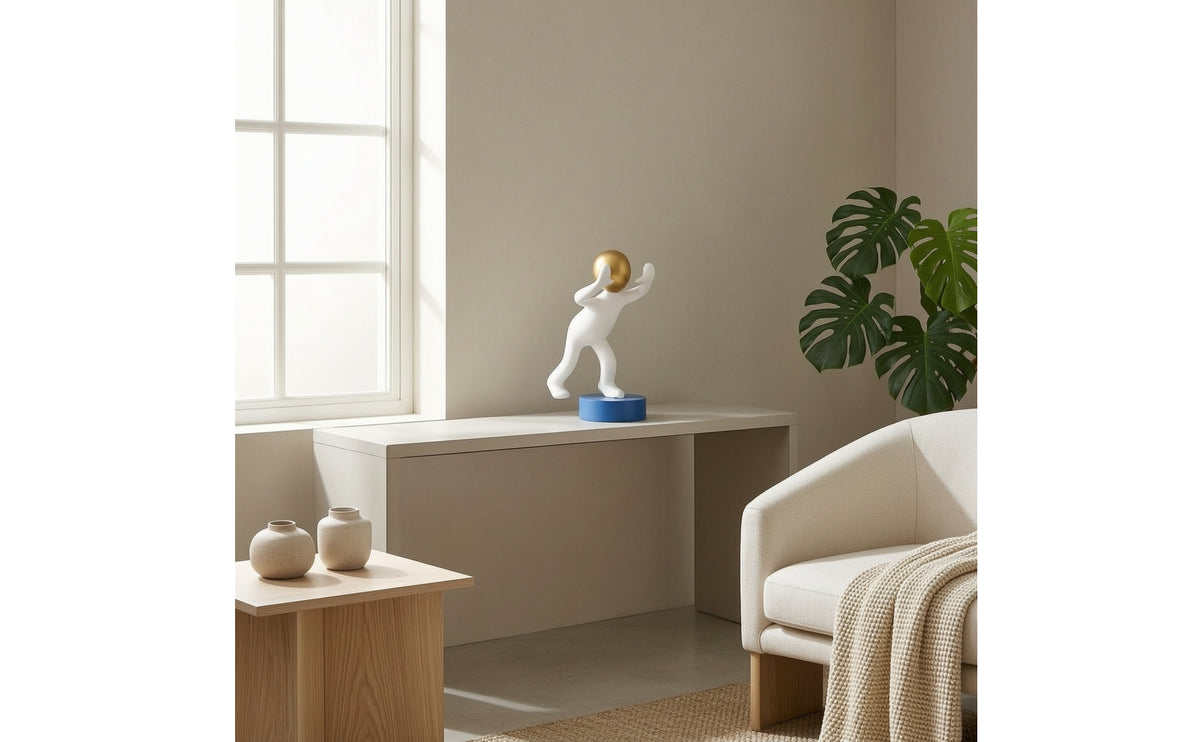 Human Figurine with Round Base Minimalist Sculpture Versatile for Art Lovers