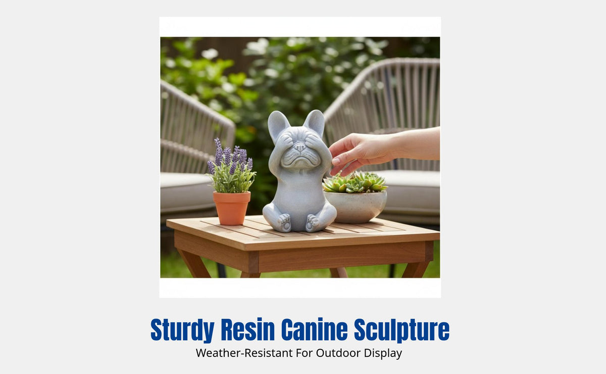 Resin Dog Statue, See No Evil, Hear No Evil, Speak No Evil, Garden Yard Decor, Cartoon Sculpture