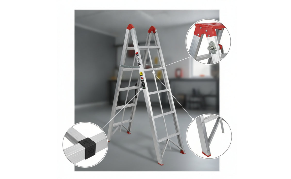 Folding Ladder Foldable Household Ladder Space-Saving Step Stool for Apartment, Garage, Kitchen