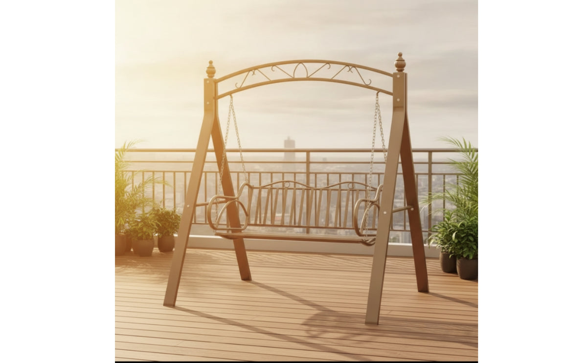 Two-Person Swing Bench Freestanding Patio Swing with Stand Outdoor for Couples, Garden, Backyard