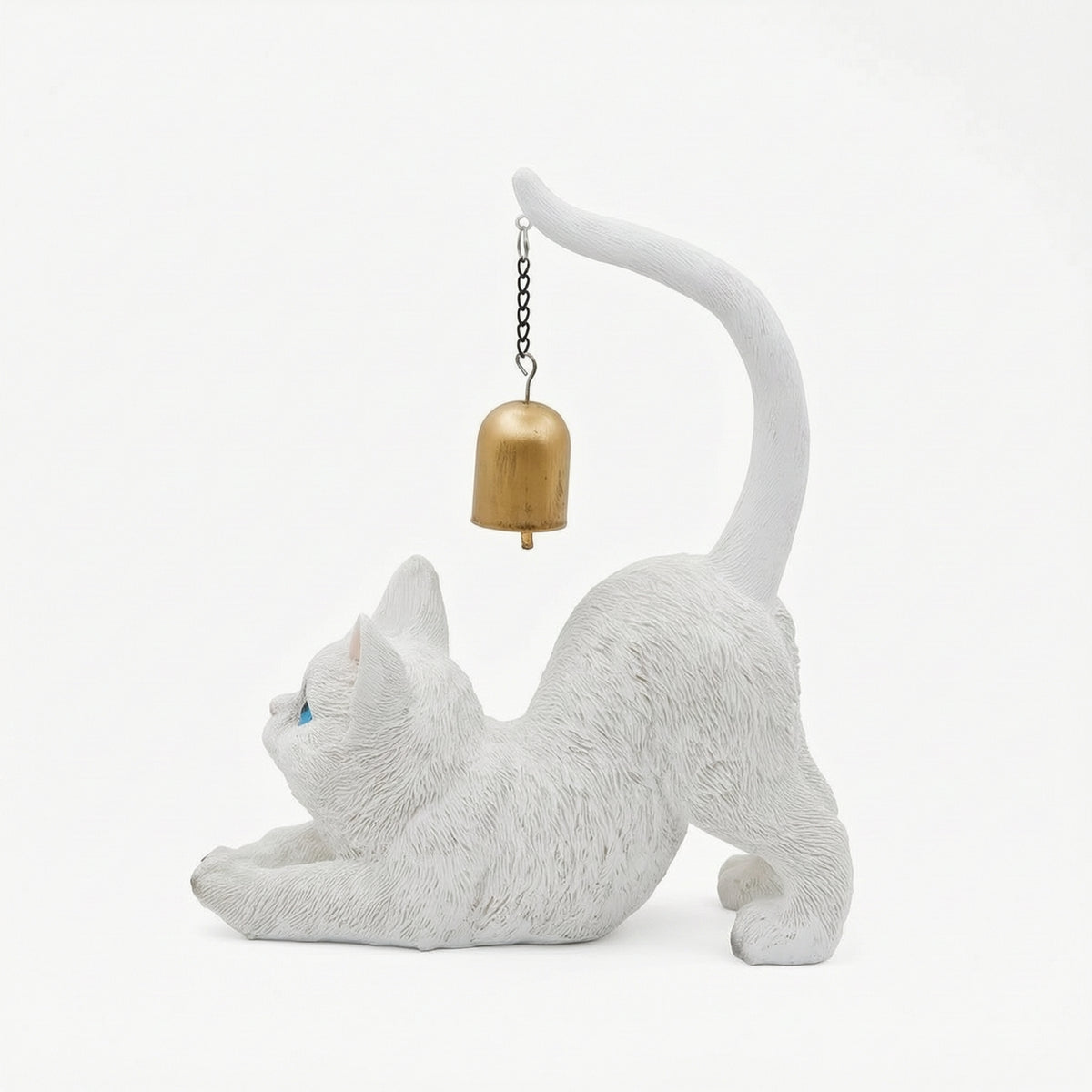 Cat Figurine with Bell Collectible Cat Figurine Cute Ornament for Collectors, Shelf
