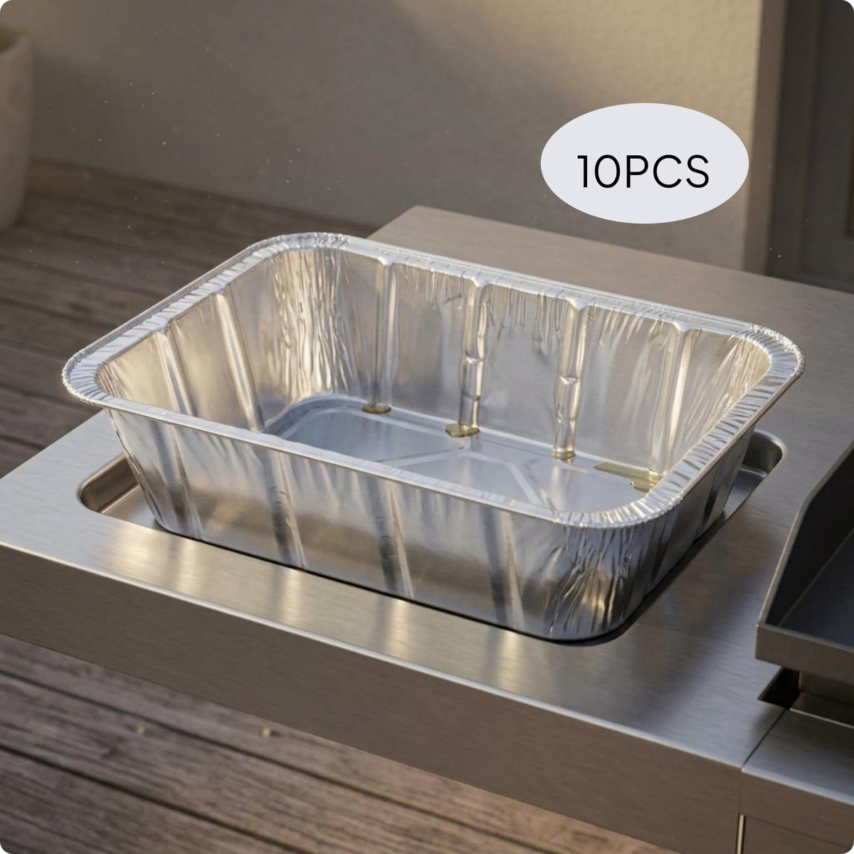 10 Pieces Disposable Aluminum Foil Spill Tray Liner Rolled Rim Aluminum Foil Spill Pan Liner Tapered Side Cooking Accessory Ribbed
