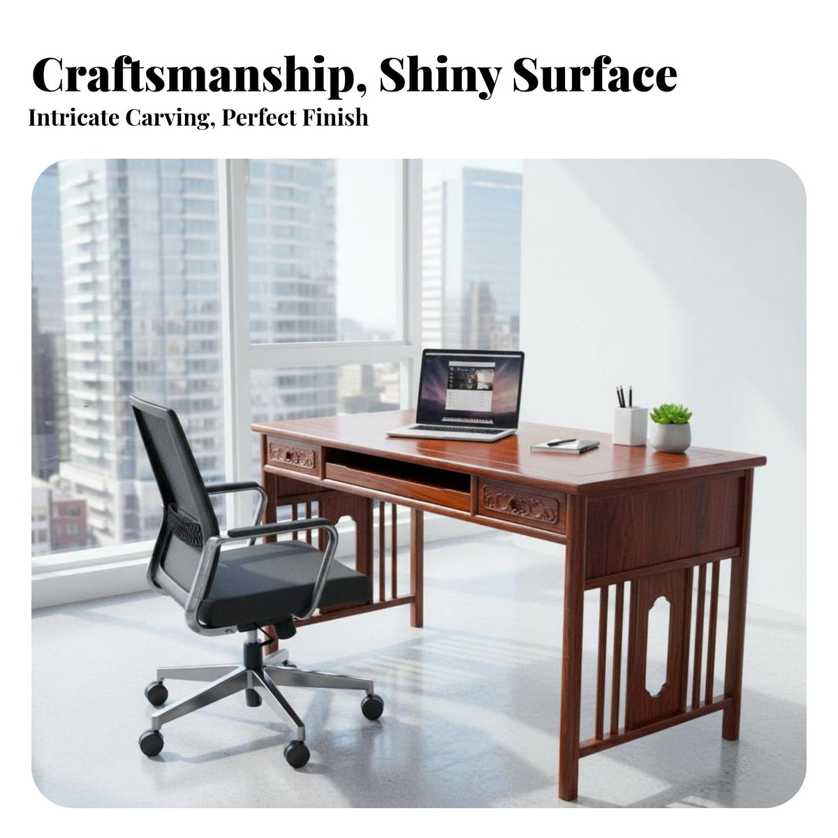 sturdy Wood Construction Wooden Desk with Drawers Traditional Design Writing Table Minimalist stylistic Home Furniture Multi-Functional for Adults, Professionals, Students, Study Room, Office, Workspace, Bedroom
