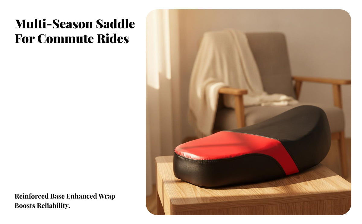 Padded Motorcycle Seat Cushion | Molded Base, Double Seat Cushion, for Daily Commuting