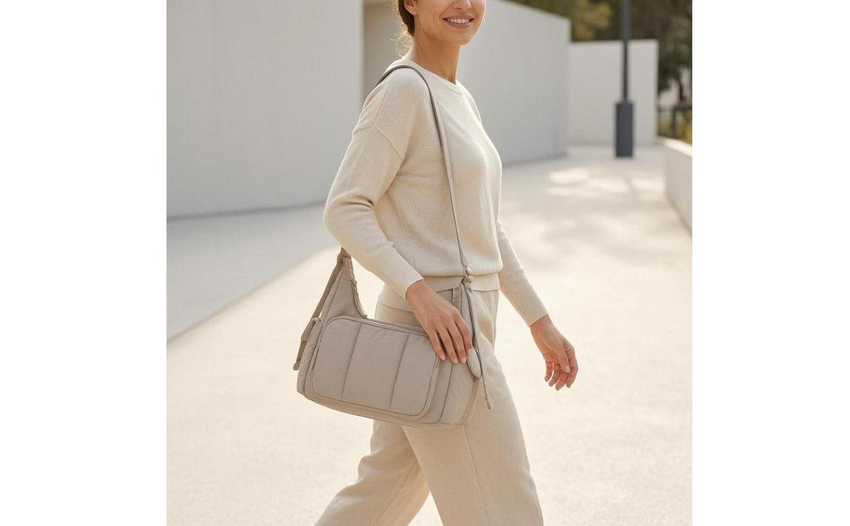 Padded Crossbody Shoulder Bag with Adjustable Strap, Small Cushioned Handbag