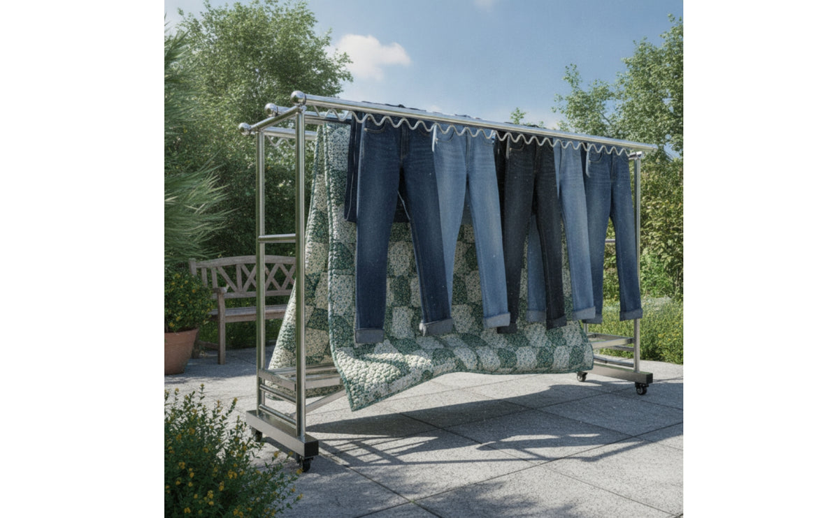 Stainless Steel Clothes Drying Rack Rustproof Laundry Drying Rack Heavy-Duty Sturdy for Families, Balcony, Backyard