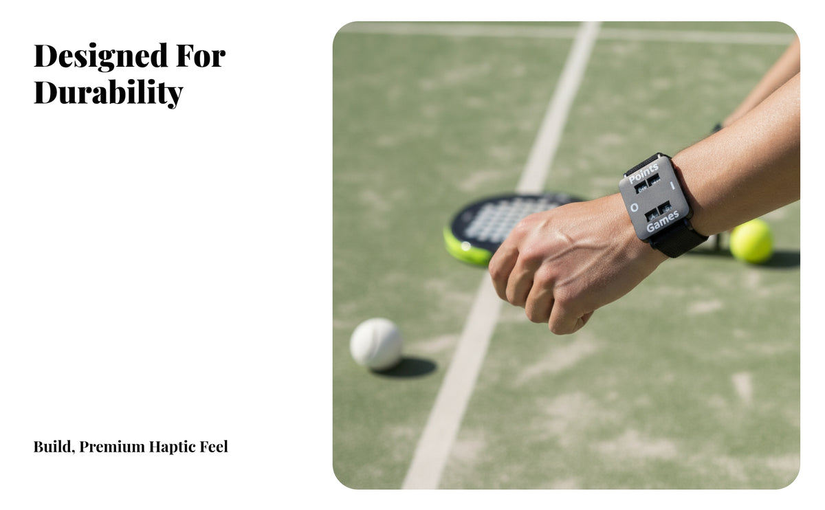 Wearable Scorekeeper with Elastic Strap | Compact Rectangular Body, Wristband Scorekeeper with Sliding panels, Handsfor Tennis Practice