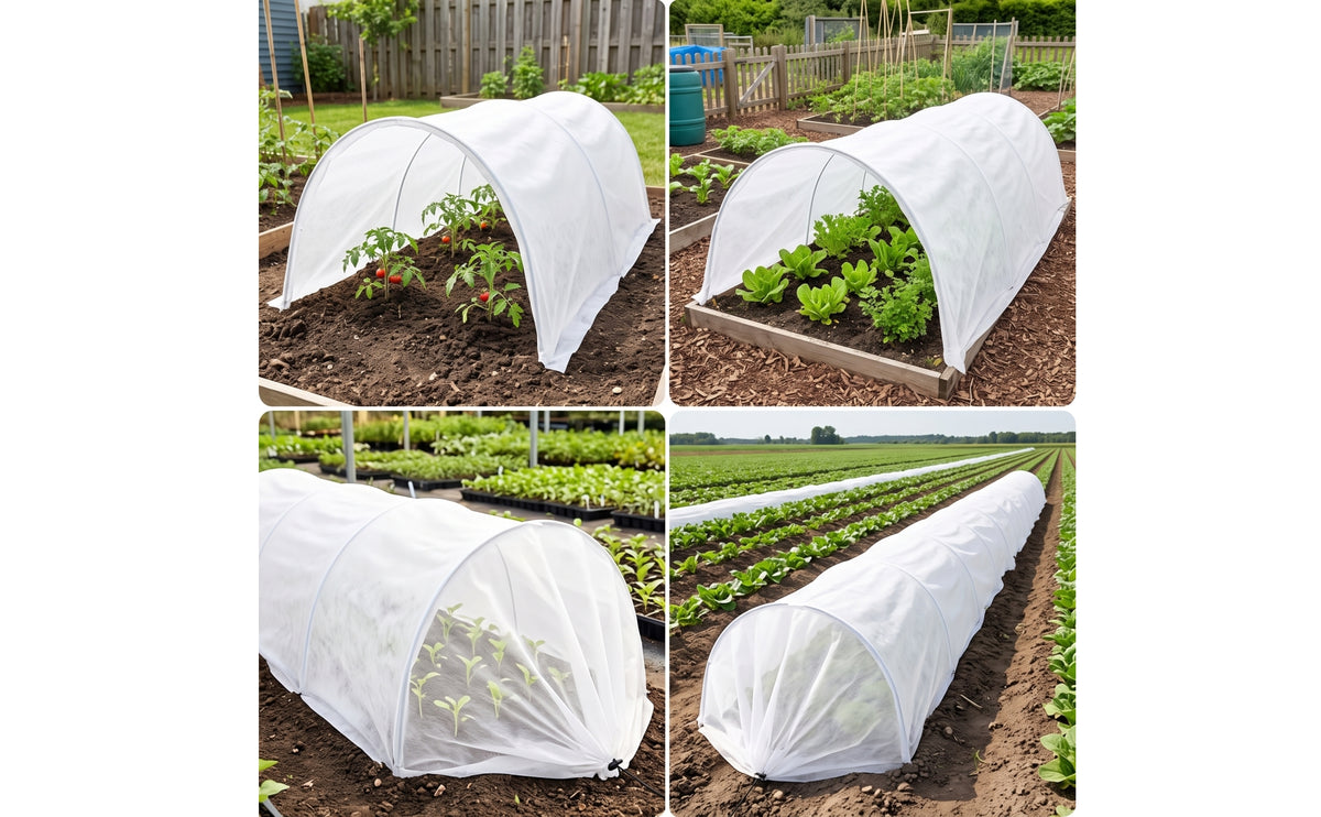 Garden Tunnel Cover Non-Woven Plant Cover with Drawstring Breathable Mini Greenhouse for Gardeners, Hobbyists, Vegetable Bed, Raised Beds, Backyard