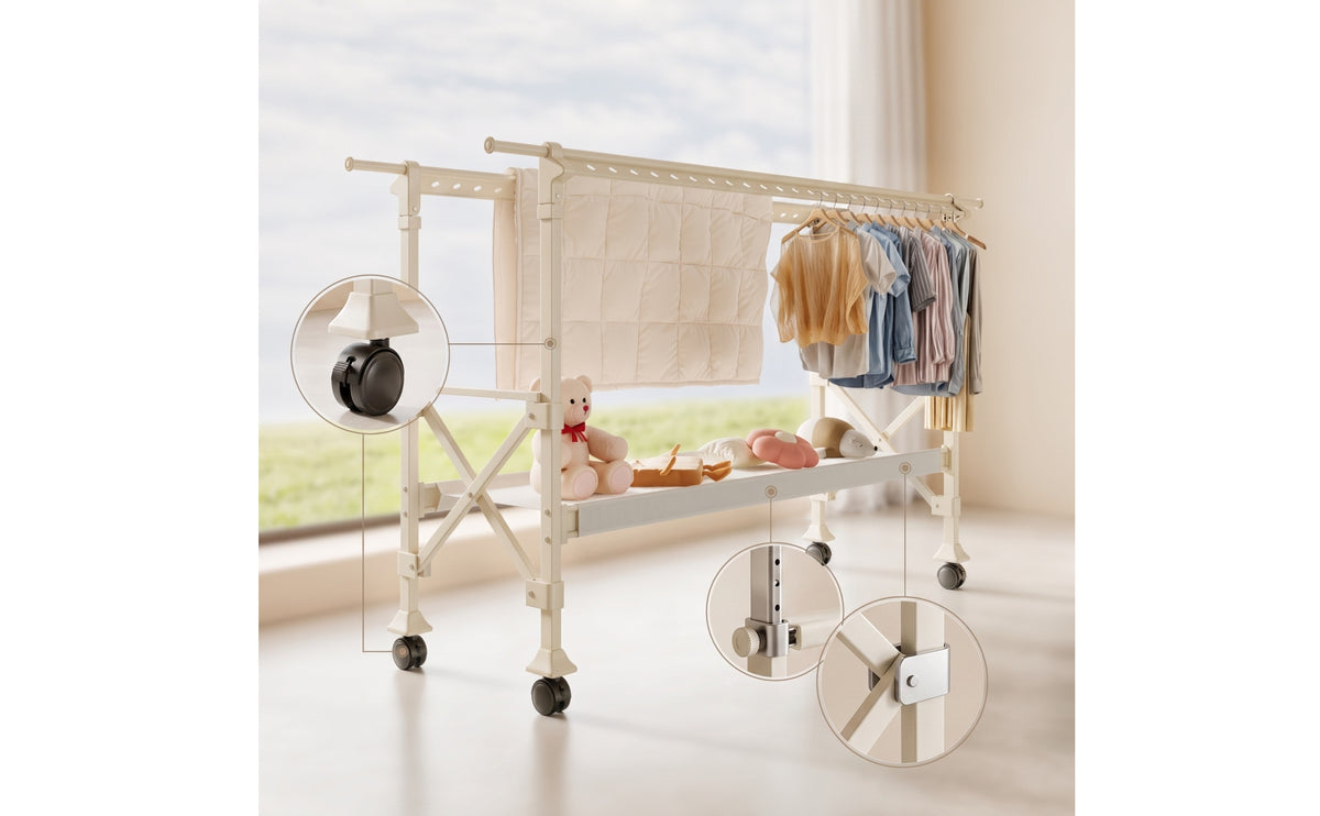 Freestanding Folding Drying Rack Space-Saving Foldable Drying Rack Portable Furniture Compact for Balcony