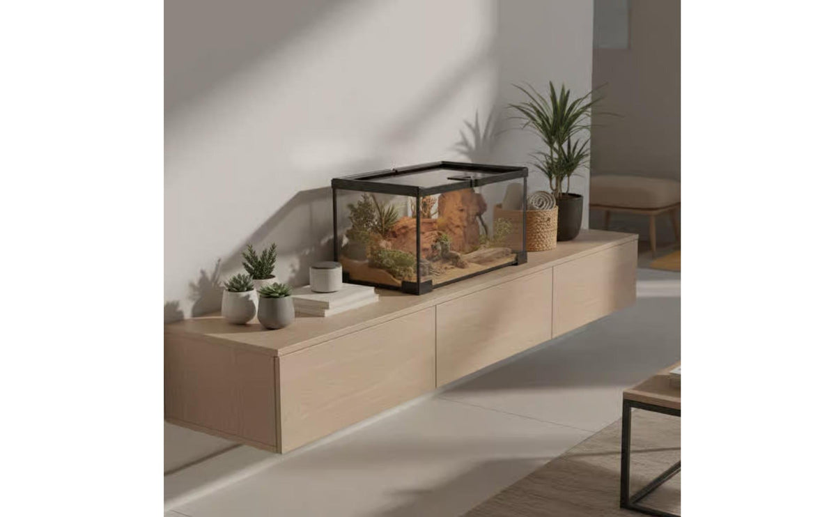 Spotted Gecko Enclosure Integrated Feeding Port Panoramic Glass Enclosure Mini Amphibian Terrarium Sturdy Construction