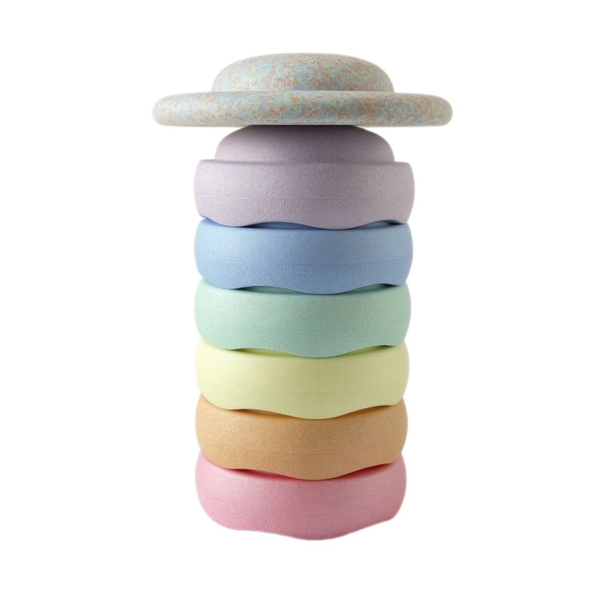 7 Pieces Stepping Stones with Balance Board Foam Balance Stepping Toy Coordination Toy Non-Slip Active for Children