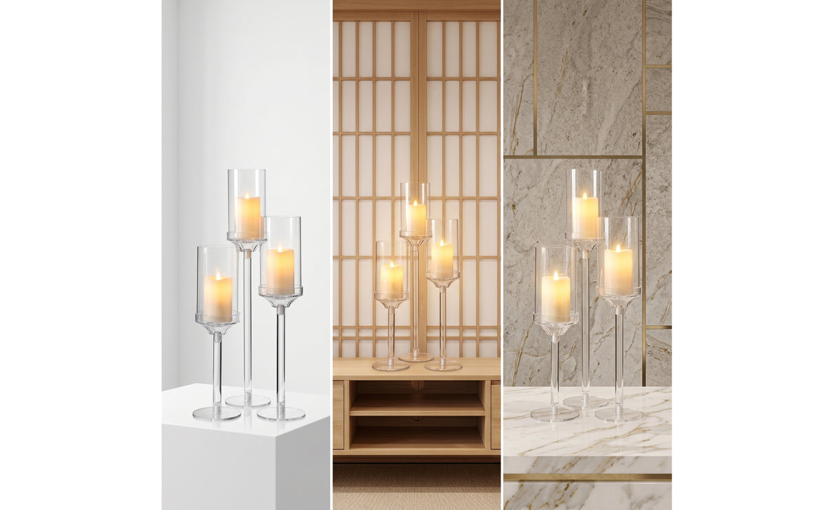 3 Pieces Candle Holder with Cylindrical Cup Long-Lasting Candlesticks Sturdy