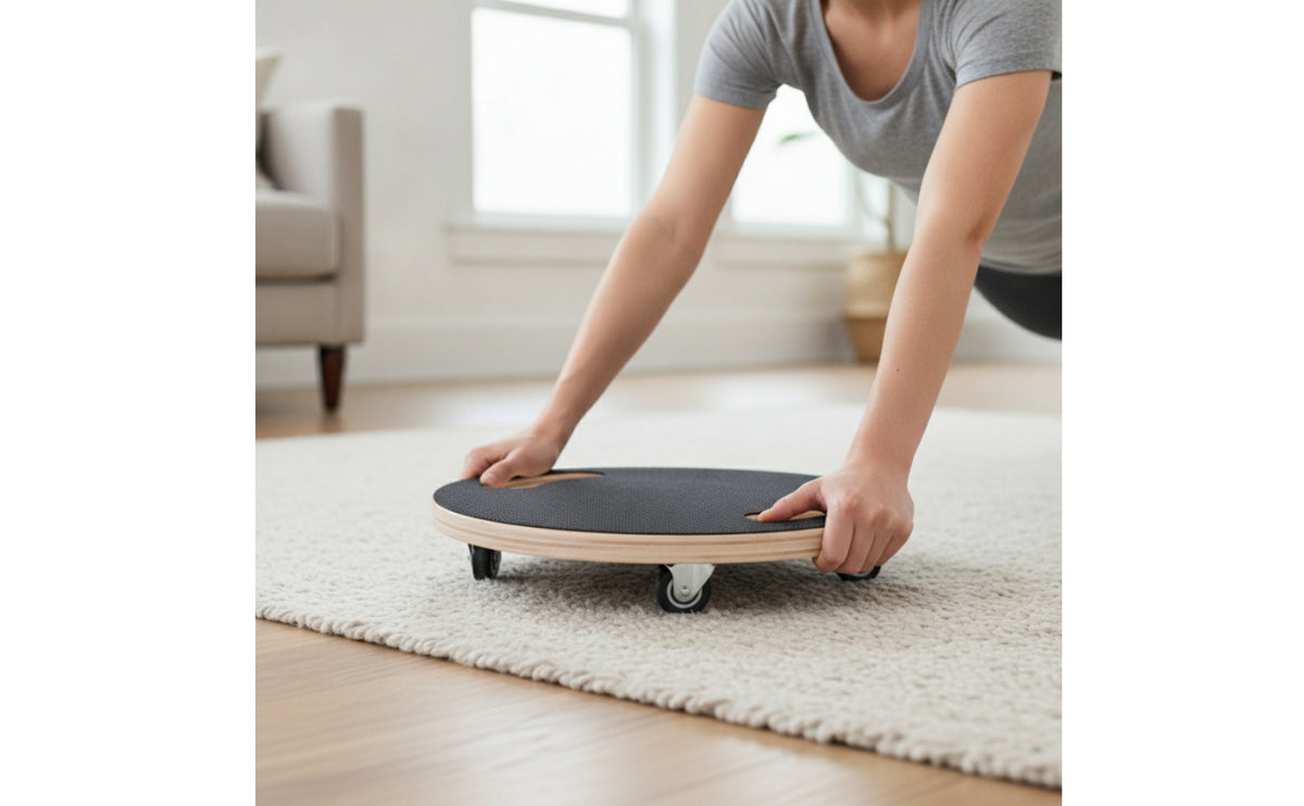 2 Pieces Core Slider Board Low-Profile Rolling Exercise Disc Textured with Wheels for Home Gym