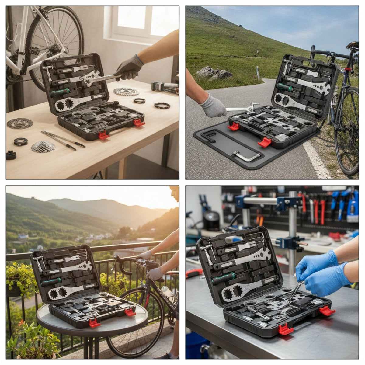 Clamshell Cycle Repair Tool Kit Organized Bike Tool Kit with Storage Case Easy to Use Portable Tools Box High Quality for Cyclists, Garage