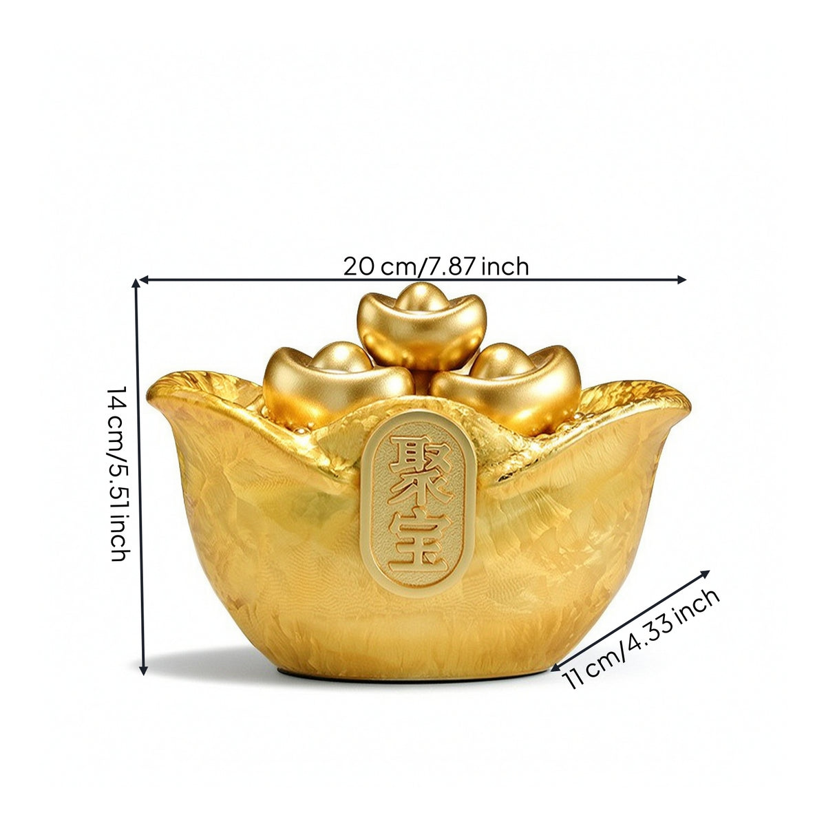 Ceramic Treasure Bowl Prosperity Ceramic Prosperity Bowl Fortunate Treasure Basin with Ingots for Entryway