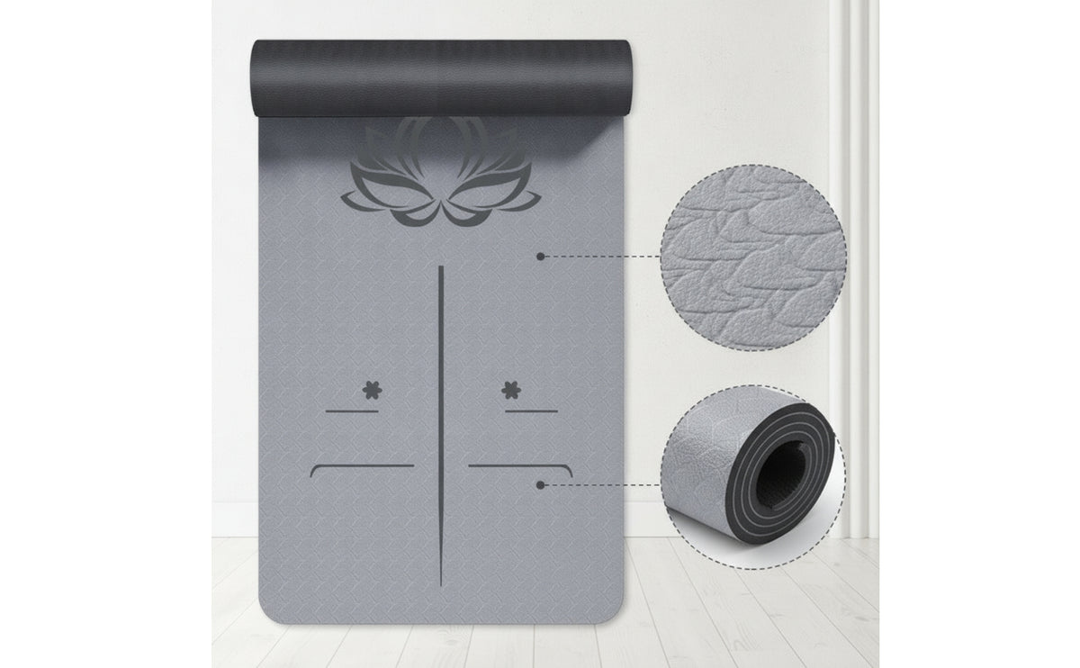 Textured TPE Fitness Mat Portable Fitness Mat with Carrying Strap Cushioned Long-Lasting for Home Workouts