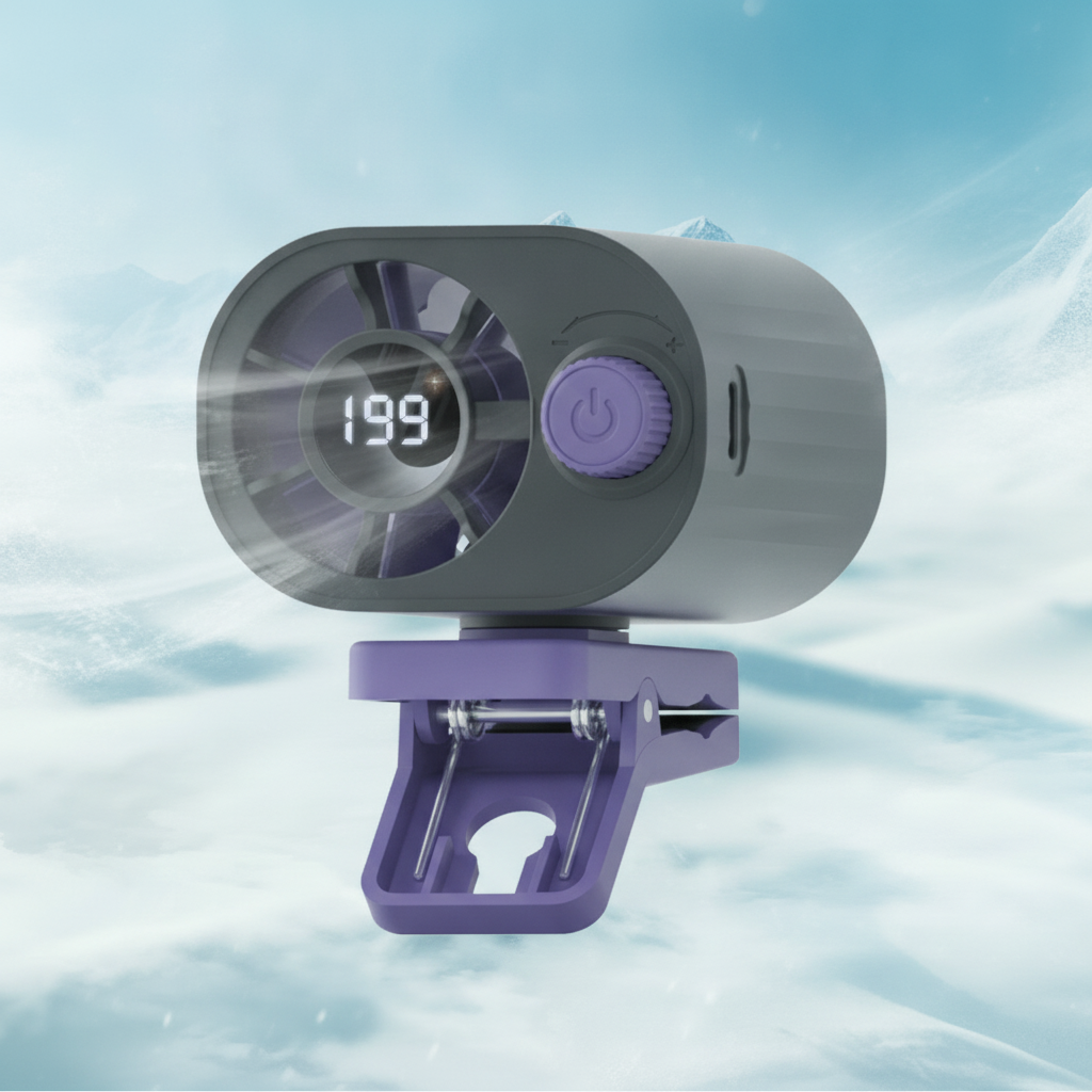 Portable Clip-On Desk Fan with 100 Speeds, Digital Display, and Semiconductor Cooling