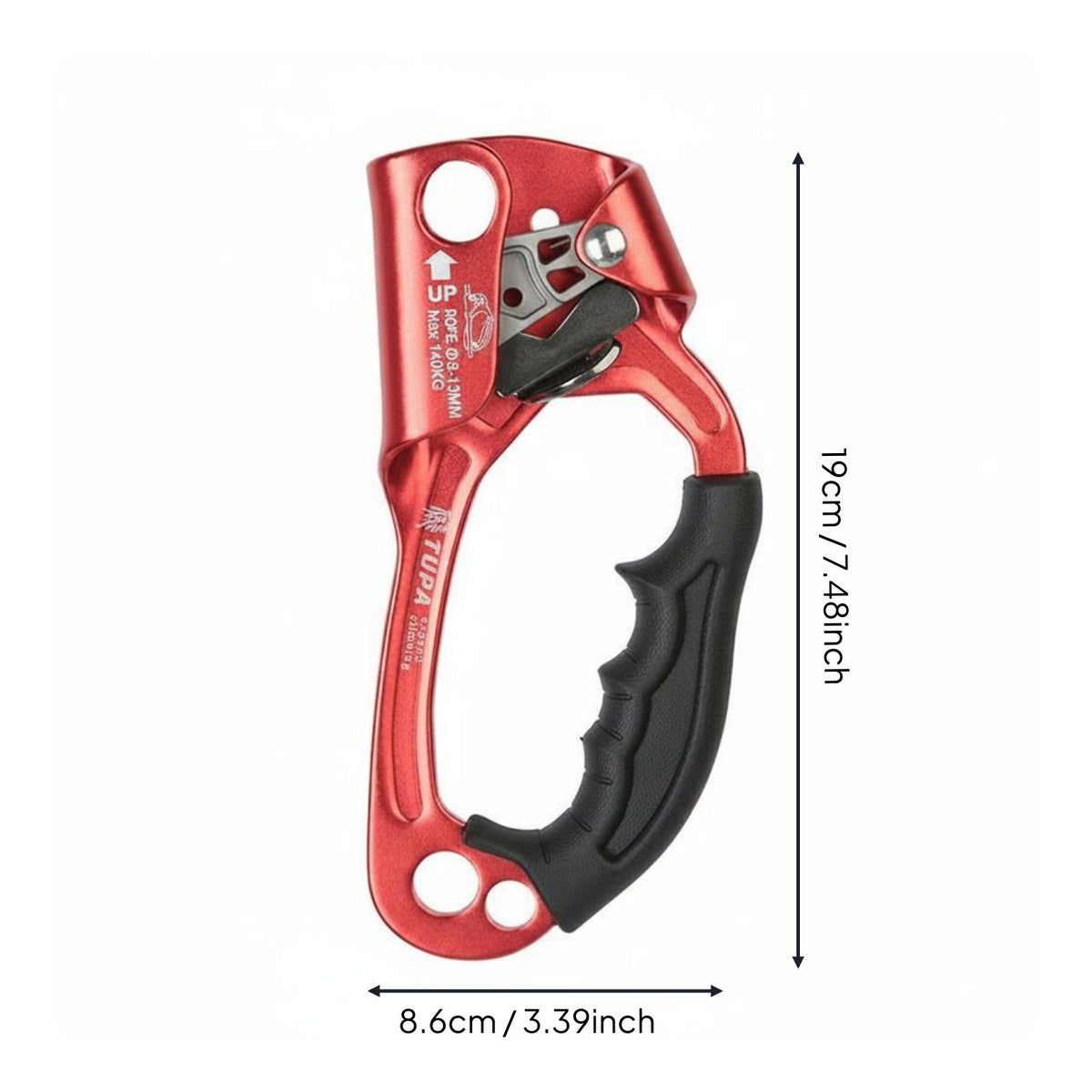 Single-Handed Operation Hand Ascender Anti-Slip Handle Rock Climbing Ascender High-Strength Aluminum Alloy Climbing Rope Grab Lightweight for Climbers, Rescuers, Arborists, Mountaineering, Caving