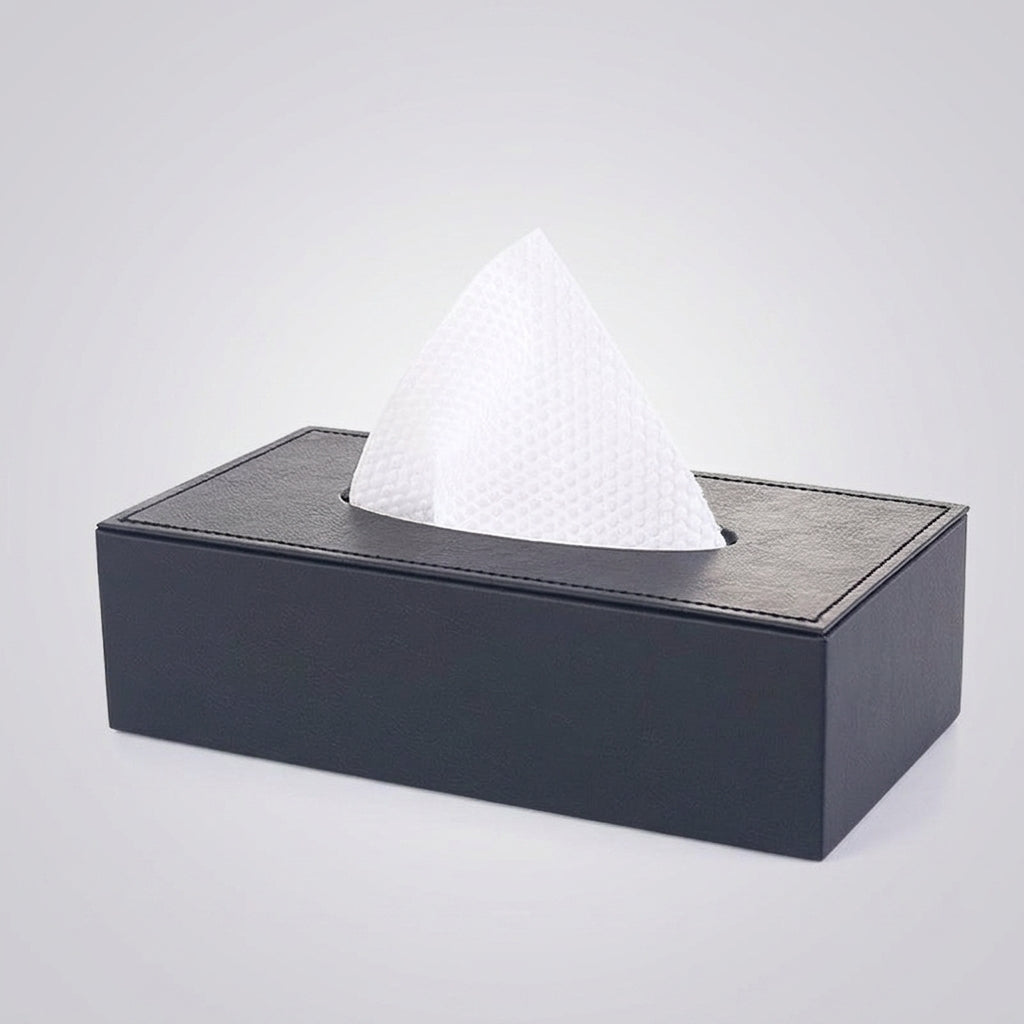 Tissue Paper Box Cover PU Leather for Bathroom Decor, Rectangle Facial Tissue Holder for Home Office, Car Tissue Box with Matching Stitching