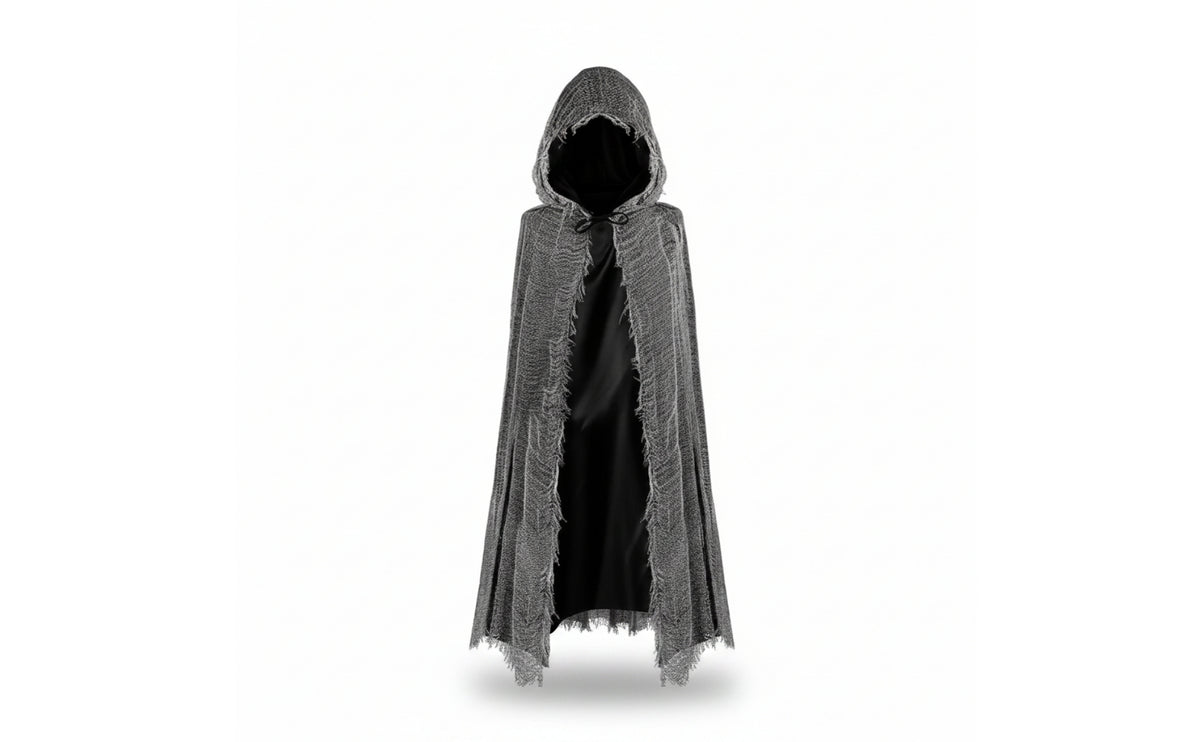 Gothic Hooded Cloak | Distressed, Mesh Cloak with Hood, for Halloween