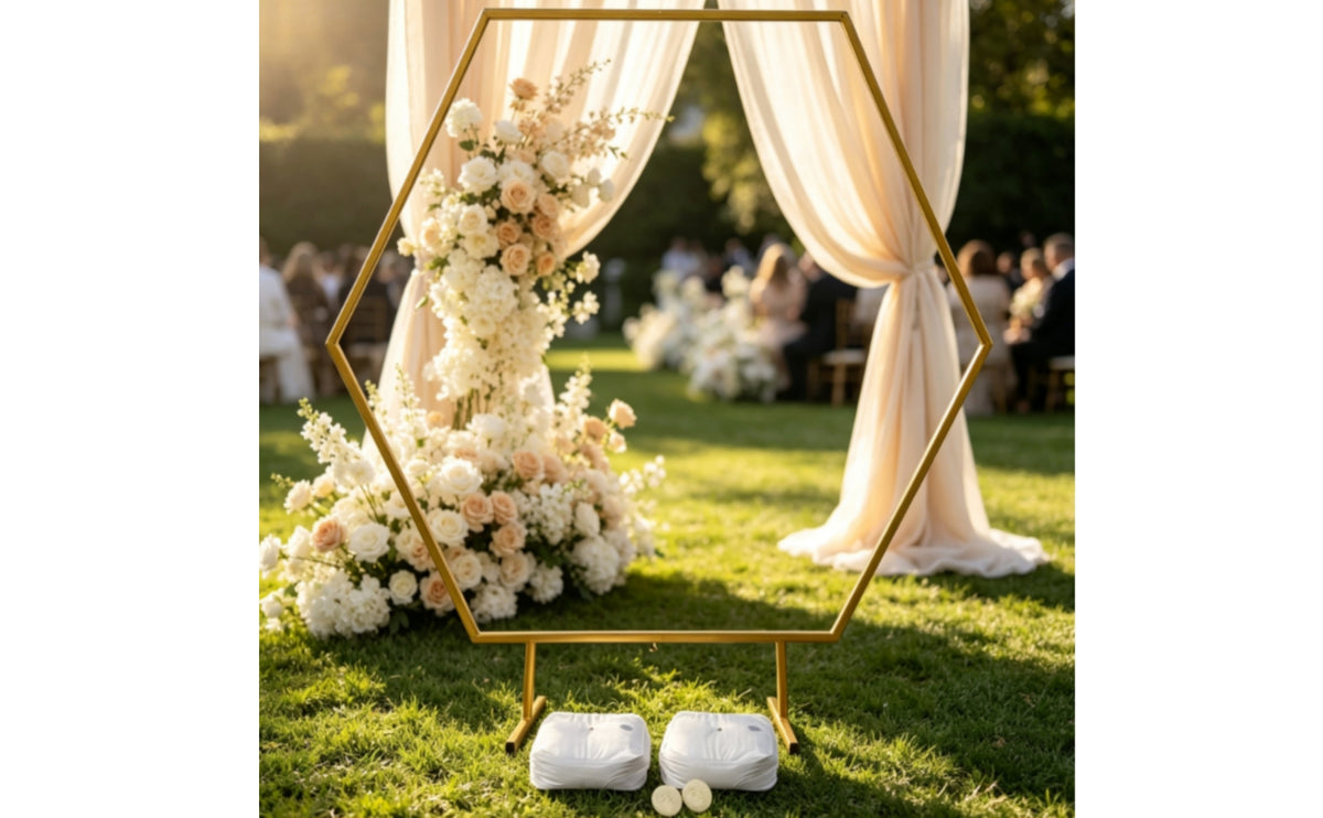 Hexagonal Arch Snap-Assembly Wedding Arch Stand Freestanding Backdrop Frame with Feet for Decorators, Florists, Weddings, Parties, Photo Booths