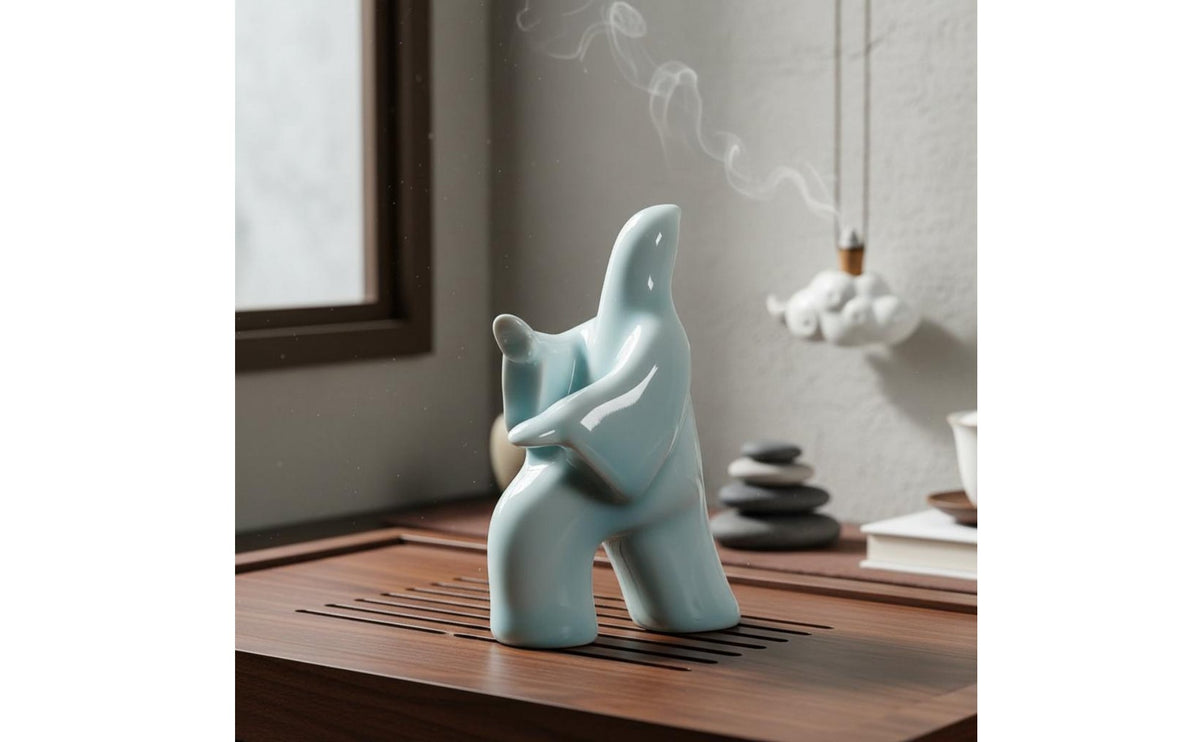 7 Pieces Modern Minimalist Design Tai Chi Figurine Set Handmade Craft Zen Aesthetic Decorative Figures High-Temperature Fired Ceramic Combat Arts Statues for Study Room, Tea Table, Meditation Space, Desktop