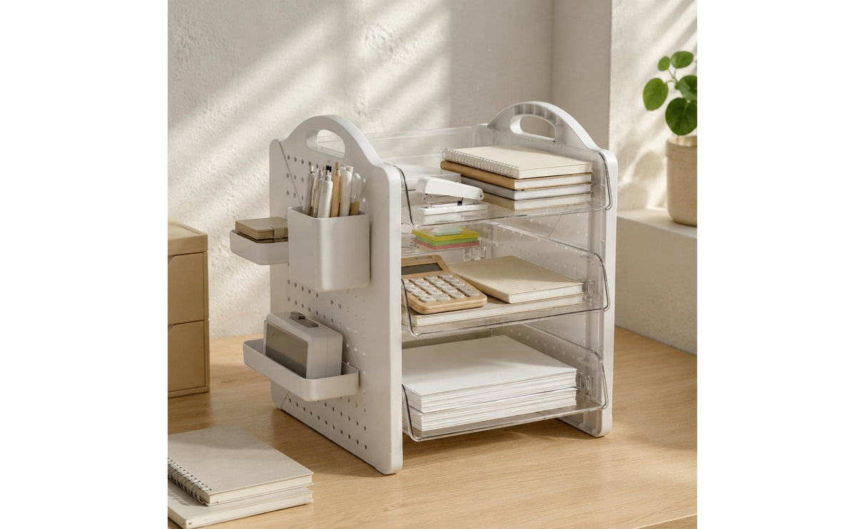 Pegboard Desk Organizer Easy to Organize Pegboard Shelf Organizer Space Saving Office Desk Storage Rack for Students, Study Room