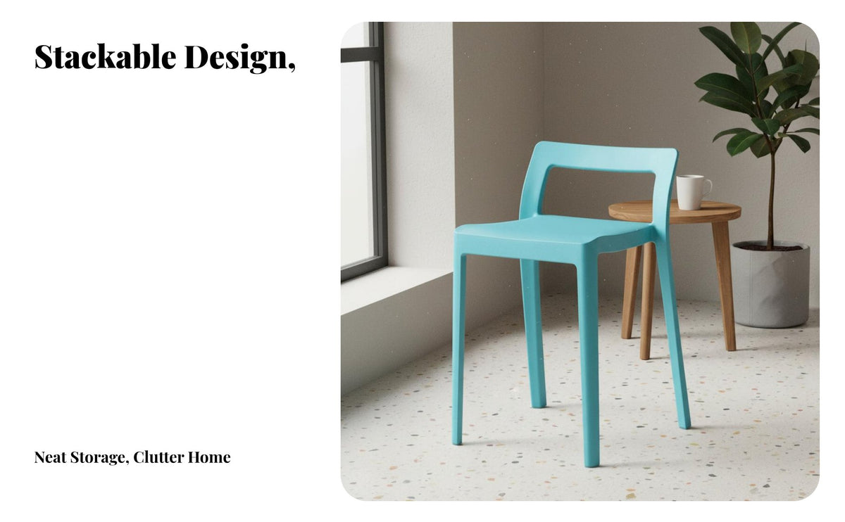 Armless Dining Chair Nordic Minimalist Design Molded Lowrear Chair Thickened and Sturdy Indoor Seating for Adults, Kitchen, Restaurant, Cafe
