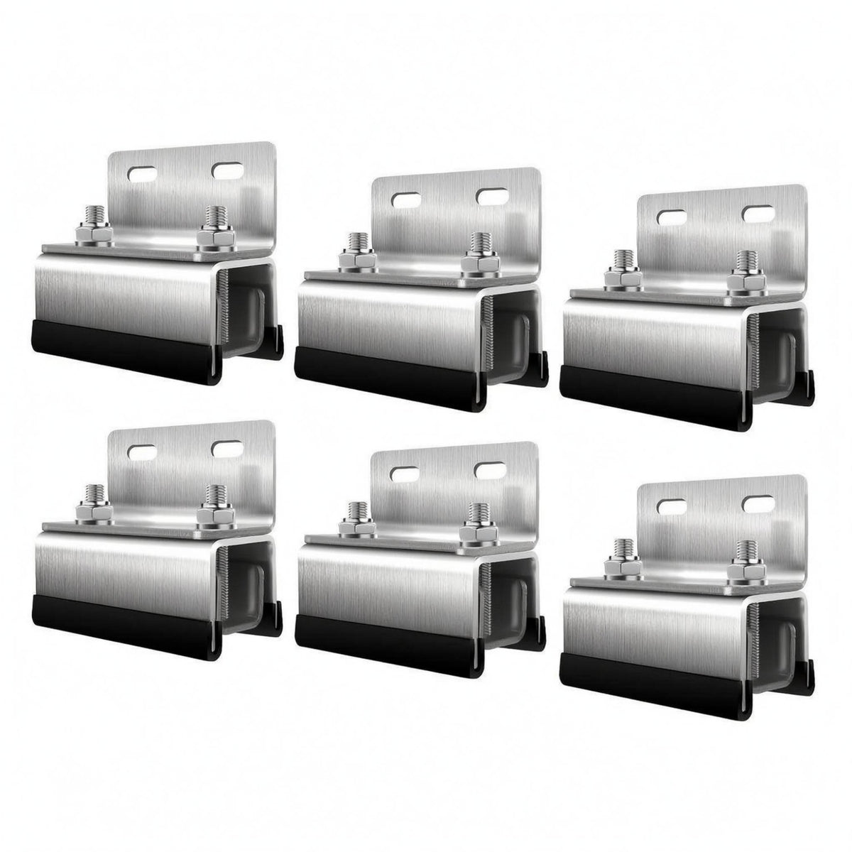 6 Pieces Brushed Silver Roof Rack Bracket 90-Degree Cargo Rack Bracket Threaded Bolts Vehicle Accessory Guard Pads