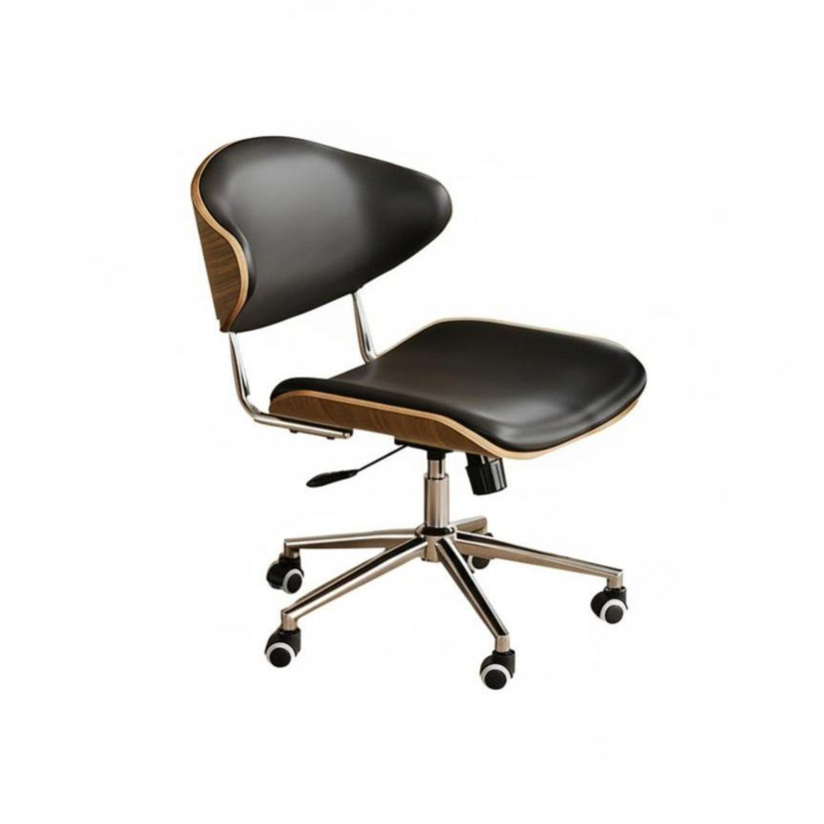 Ergonomic Design Wheeled Swivel Seat Adjustable Height Bentwood Task Chair with Armrests Curved Backrest Office Furniture effortlessRolling Wheels for Students, Home Users, Telecommuting Workers, Bedroom, Study Room