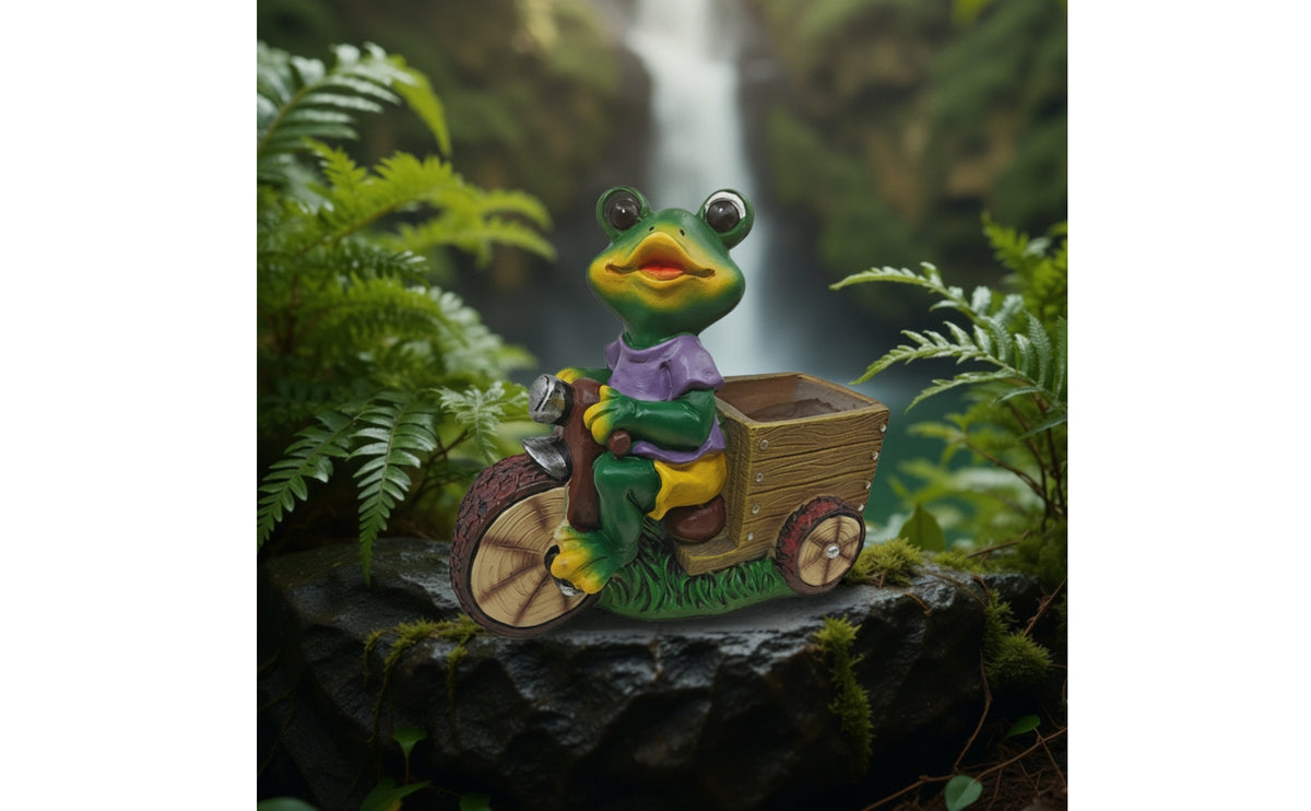 Frog Statue with Planter Outdoor Frog Planter Whimsical Ornaments for Gardeners, Patio, Balcony