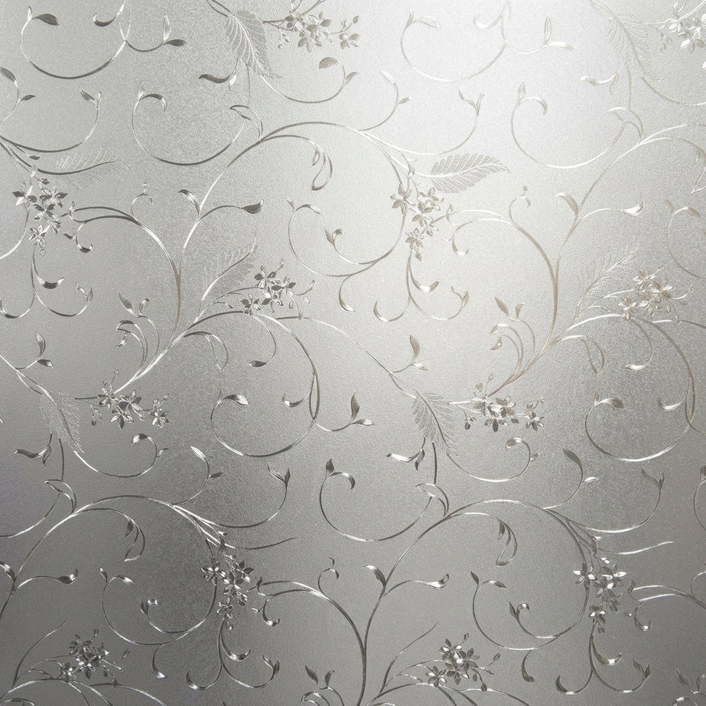 Window Film Privacy for Home Office Decor, Frosted Window Film with Floral Patterns, Reusable PVC Material, Bathroom Window Privacy Cling