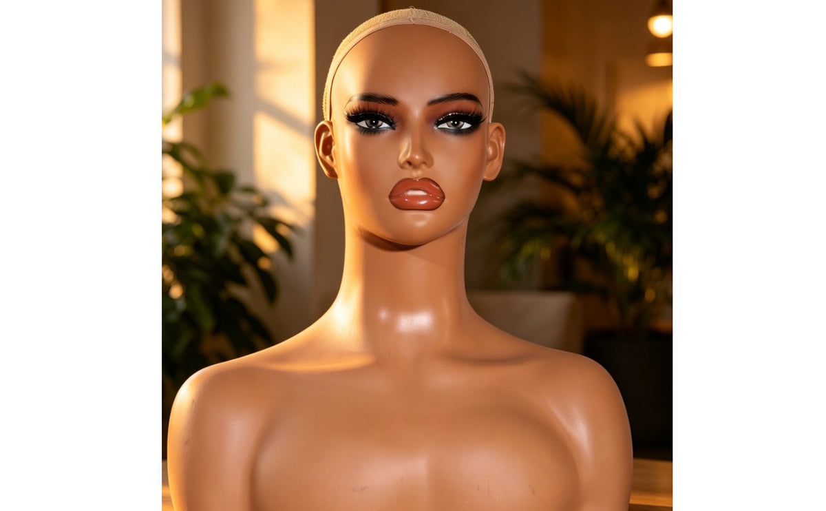 PVC Mannequin Head Photo Prop Female Bust Mannequin with Shoulders Female Display Bust for Salon