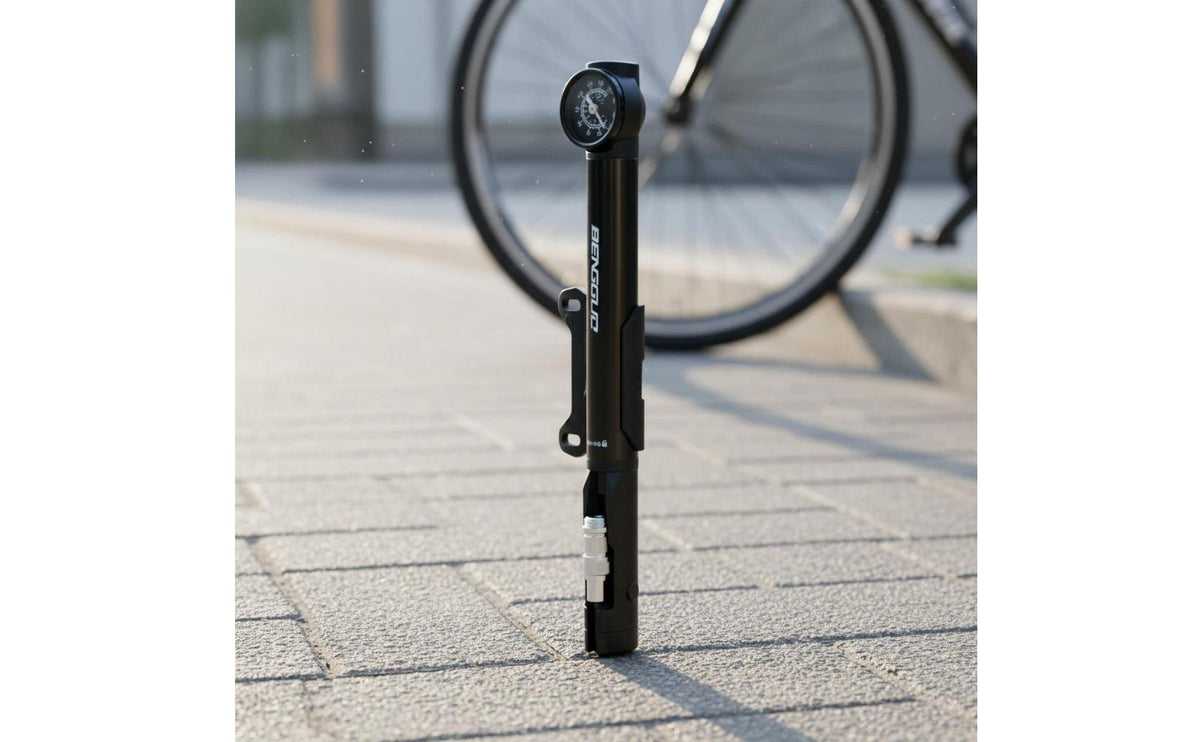 Portable Bikes Pump with Gauge, Lightweight High Pressure Cycle Pump Standard Valve Compatible Hand Tire Inflator for Cyclists, Commuters