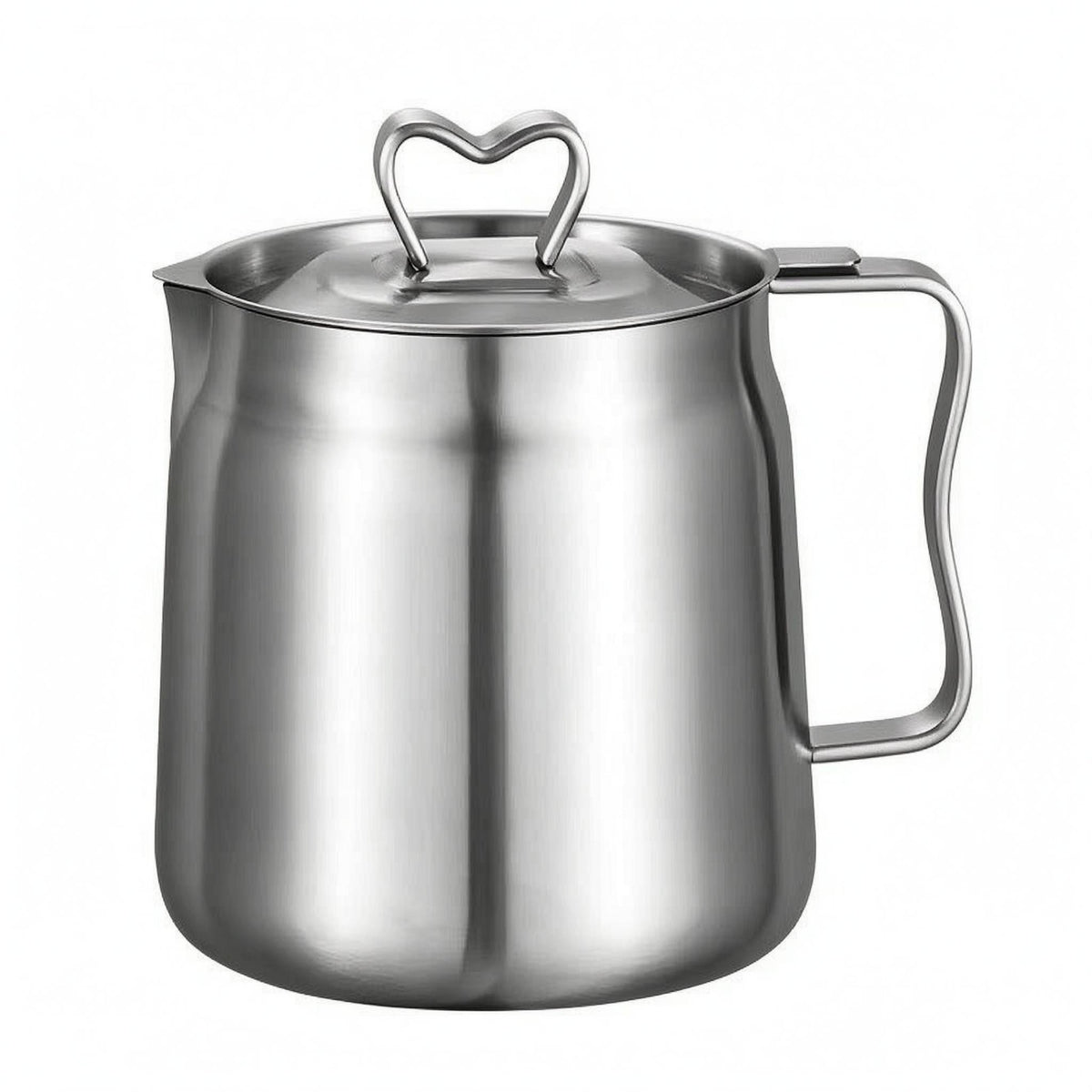 Matching Lid Stainless Steel Oil Filter Pot Side Handle Oil Filter Pot Loop Knob Grease Container Silver Finish