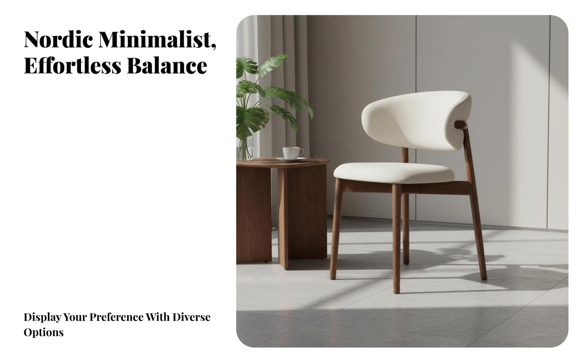 Solid Wood Frame Nordic Design Kitchen Chair Minimalist Design Upholstered Dining Chair Comfortable Seating Household Furniture High-Density Foam Cushion for Restaurant Owners, Interior Designers, Apartment Dwellers, Cafe, Living Room, Home Office, Vanity